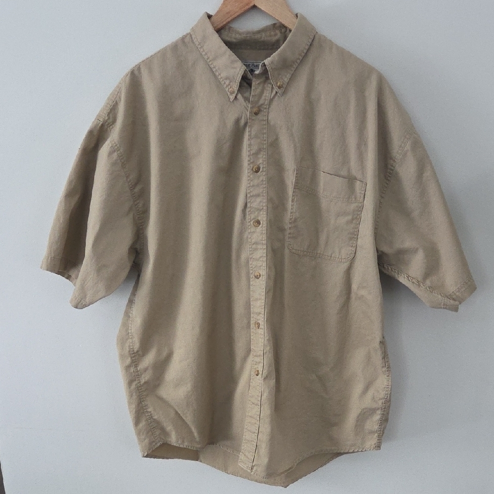 Classic Tan Button-Down Shirt for Men